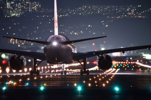 Flight Landing at the night