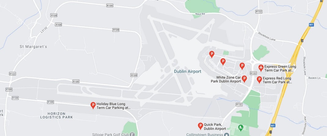 Map of Car Parking Facilities near Dublin Airport