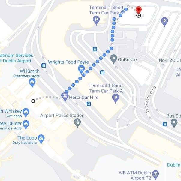 Directions from Terminal 1 to Zone 16 Dublin Airport.