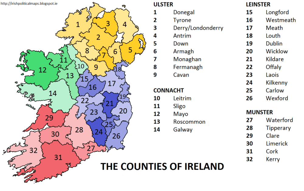 Counties and Provinces of Ireland