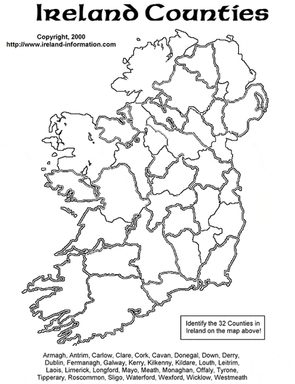 Printable Irish County Map