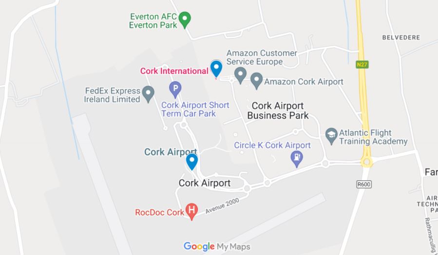Cork Airport Hotels Map
